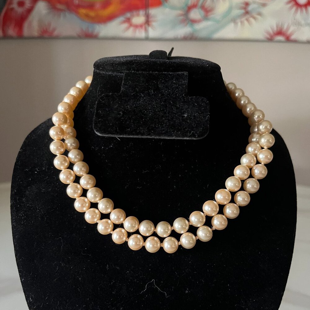 Miracle Hand-Knotted Vintage Glass Pearl Necklace 29" 14K Clasp - Picture 6 of 8